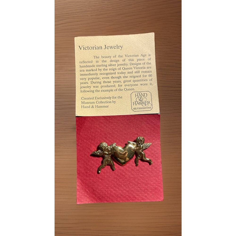 Gold Vermeil Over Sterling Silver H& H Cherb Heart Pin